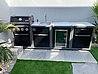מטבח חוץ גריל גז קולמן רבולושן 4 מבערים + כירת צד + כיור + מקרר + ארון אחסון - צבע שחור